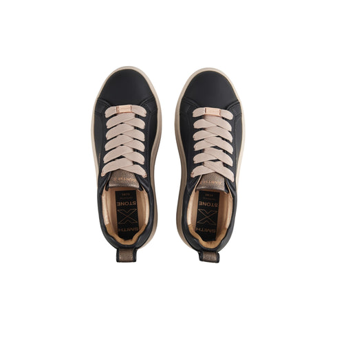 Sneakers Donna in pelle, con inserto a contrasto sul tallone